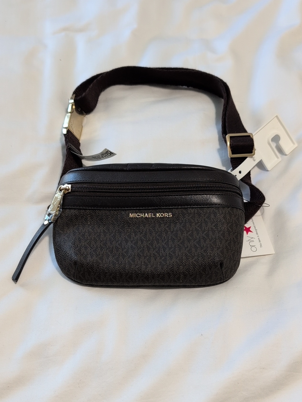 Michael Kors Brown/Black Signature Crossbody Belt Bag with Gold Hardware